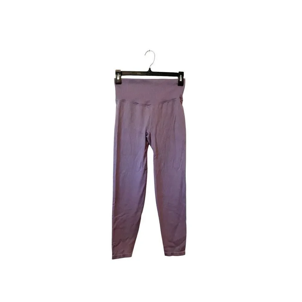 PINK Active Victoria’s Secret‎ Purple Ribbed Leggings Size Medium